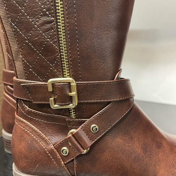 G by Guess Women's Shoes Haydin Leather Almond Toe Knee High Fashion Boots Brown - Picture 3 of 16